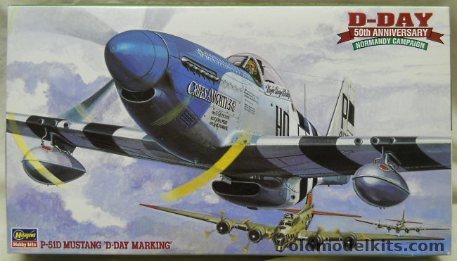 Hasegawa 1/48 P-51D Mustang D-Day Markings - Major George E Preddy 'Cripes A'Mighty 3rd' or Lt. Urban L Drew 'Detroit Miss', JT102 plastic model kit